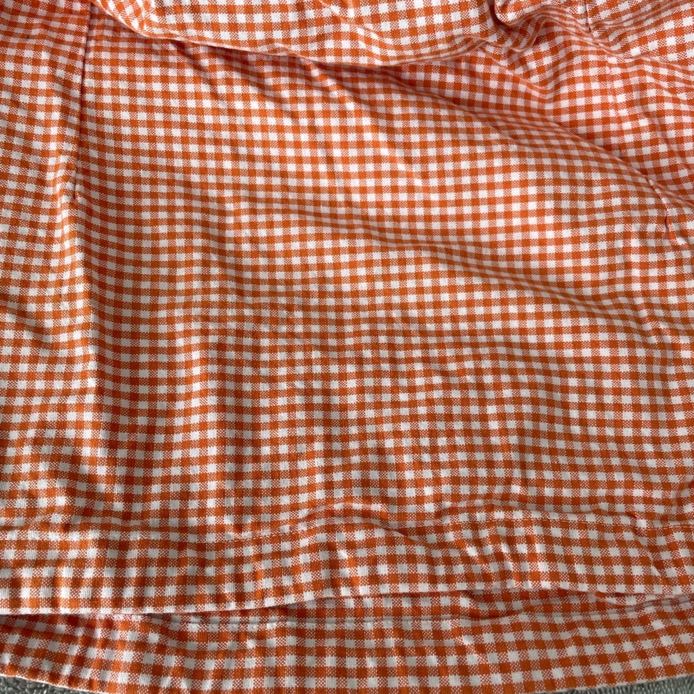 2 Pottery Barn Kids Orange and White Gingham Fabric Basket Liners size L